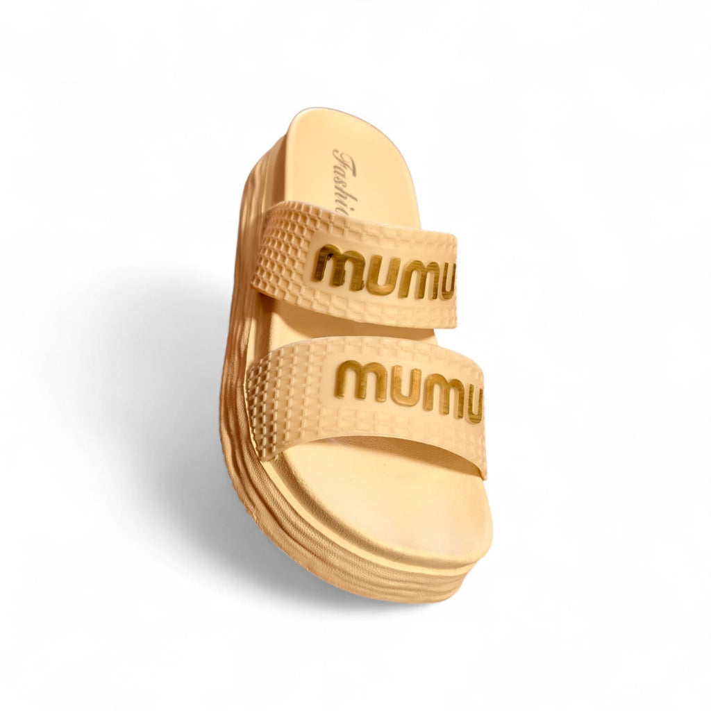 White Double-Strap Comfort Platform Slides (SCS002)