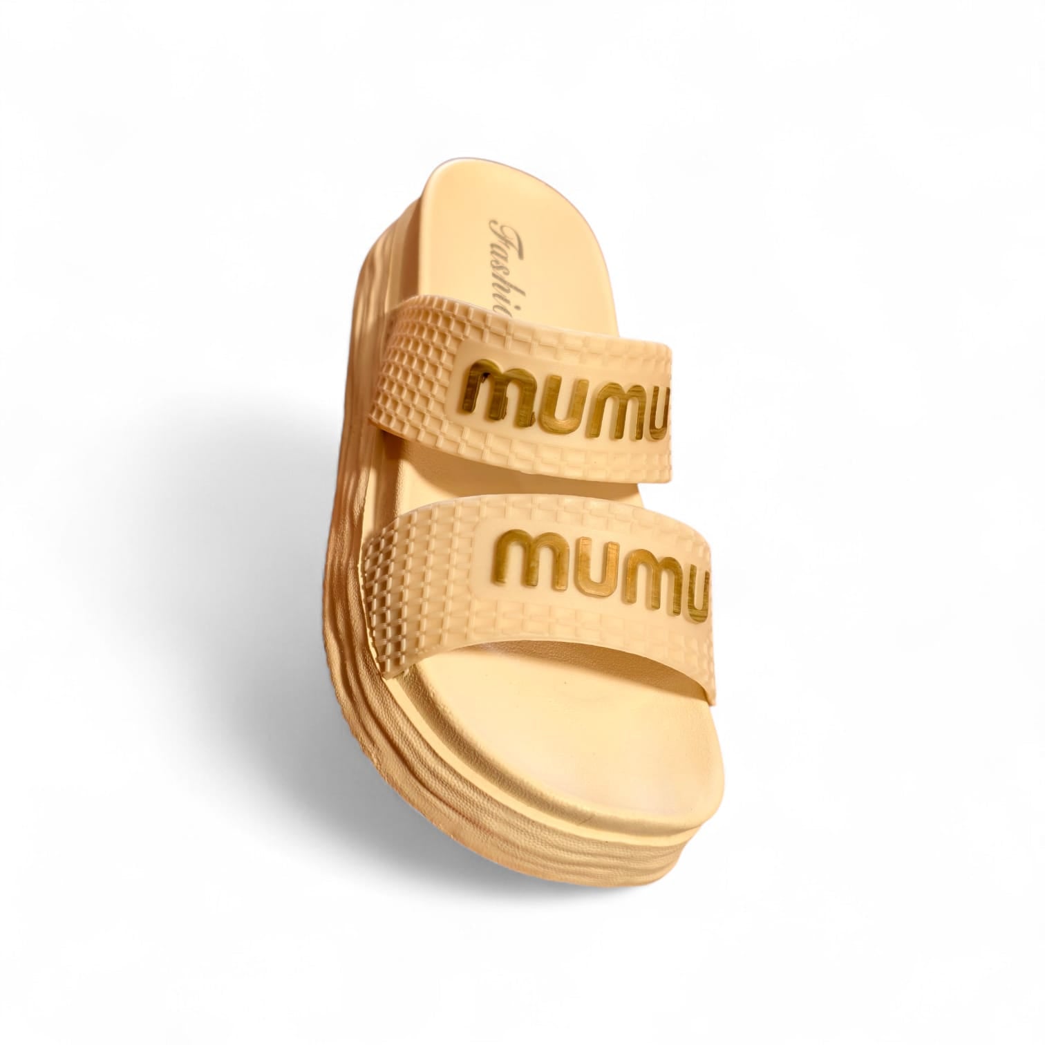 White Double-Strap Comfort Platform Slides (SCS002)